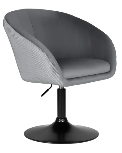 Кресло дизайнерское  8600_BlackBase-LM EDISON BLACK, цвет сиденья серый велюр (1922-19), цвет основания черный Dobrin, серый/велюр, ножки/металл/чёрный, размеры - 750*900***600*570 фото 2